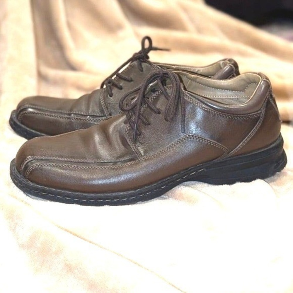 Y2K Brown‎ Leather Moc Toe Oxford Shoes Dockers Men's 11M Preppy Dress Casual